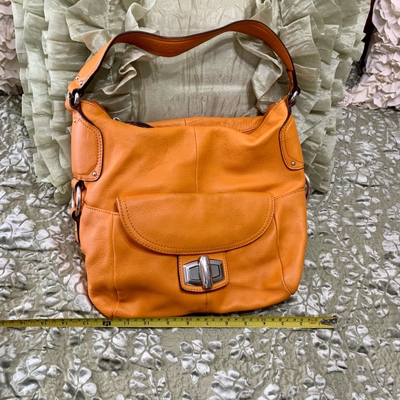 B. Makowsky Orange Leather Bag - Picture 1 of 7